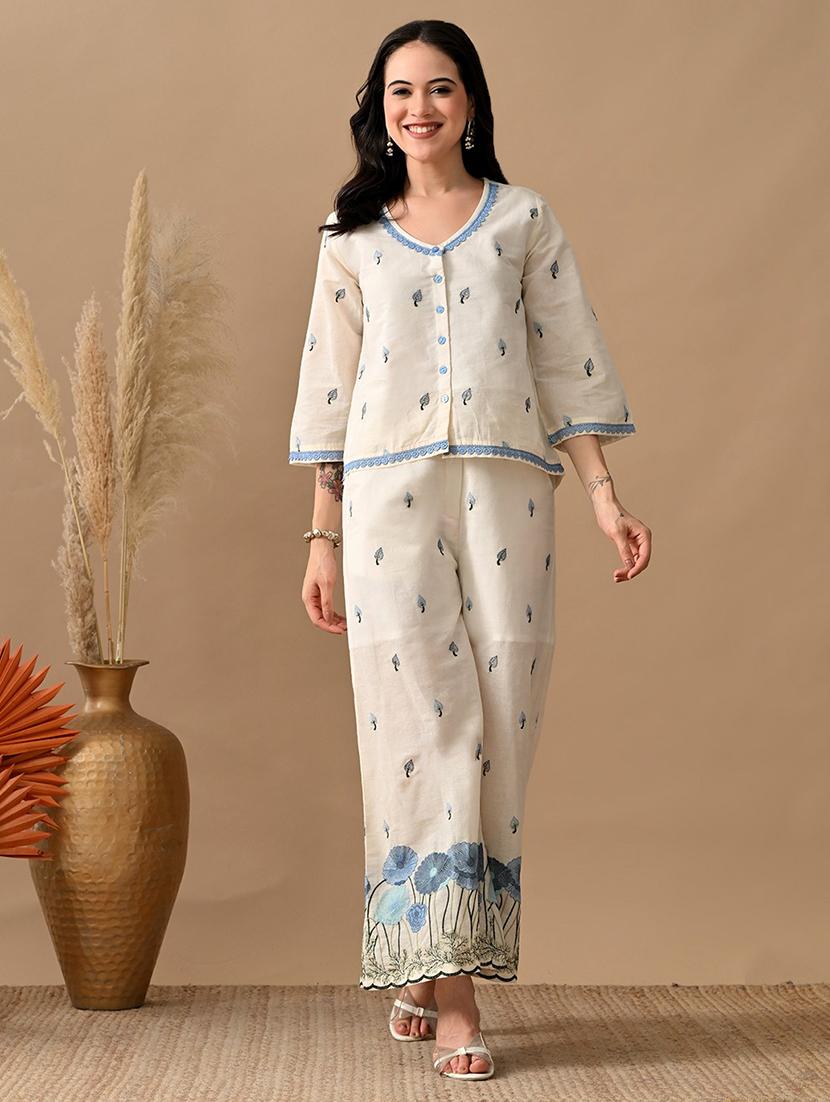 women embroidered top and trouser co-ord set - 22017595 -  Zoom Image - 0