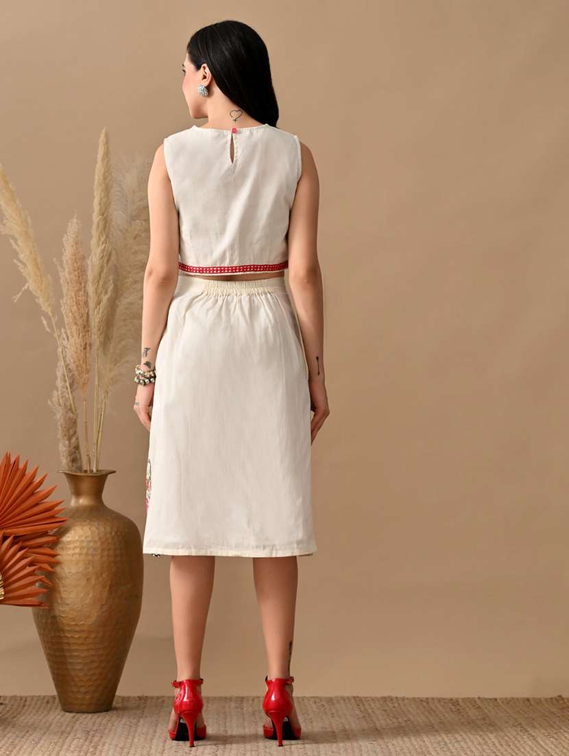 women embroidered top and skirt co-ord set - 22017598 - Standard Image - 3