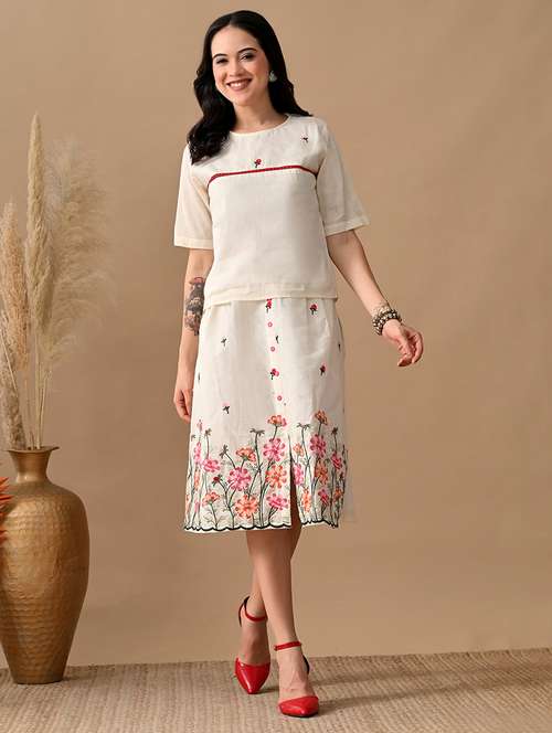 women embroidered top and skirt co-ord set - 22017599 -  Standard Image - 0