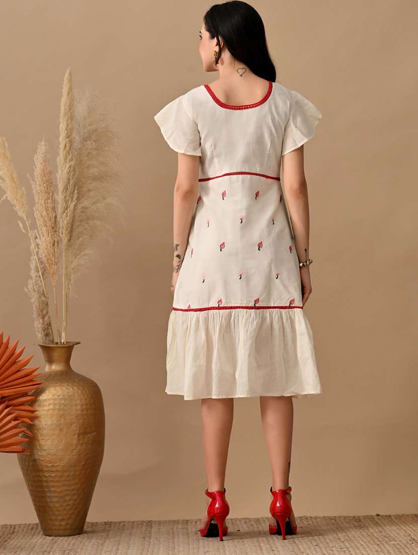 women embroidered flared sleeve tiered dress - 22017608 -  Standard Image - 3