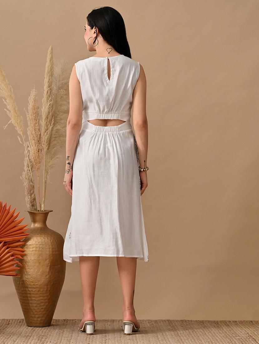 women embroidered sleeveless a-line dress - 22017611 - Standard Image - 3