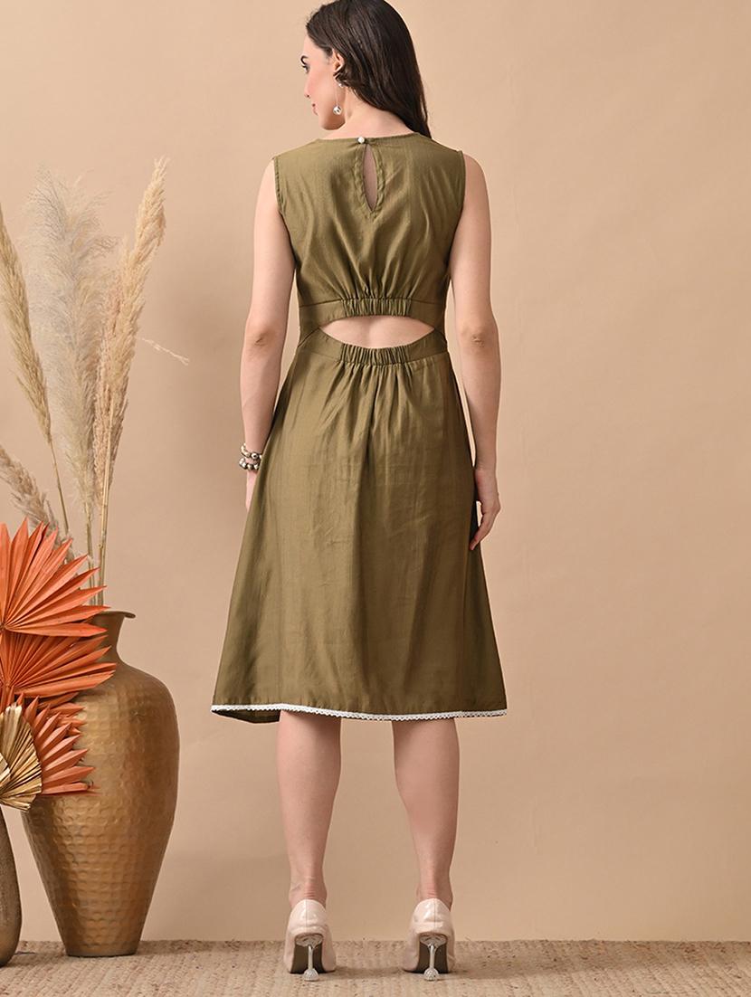 women embroidered sleeveless a-line dress - 22017612 - Standard Image - 3
