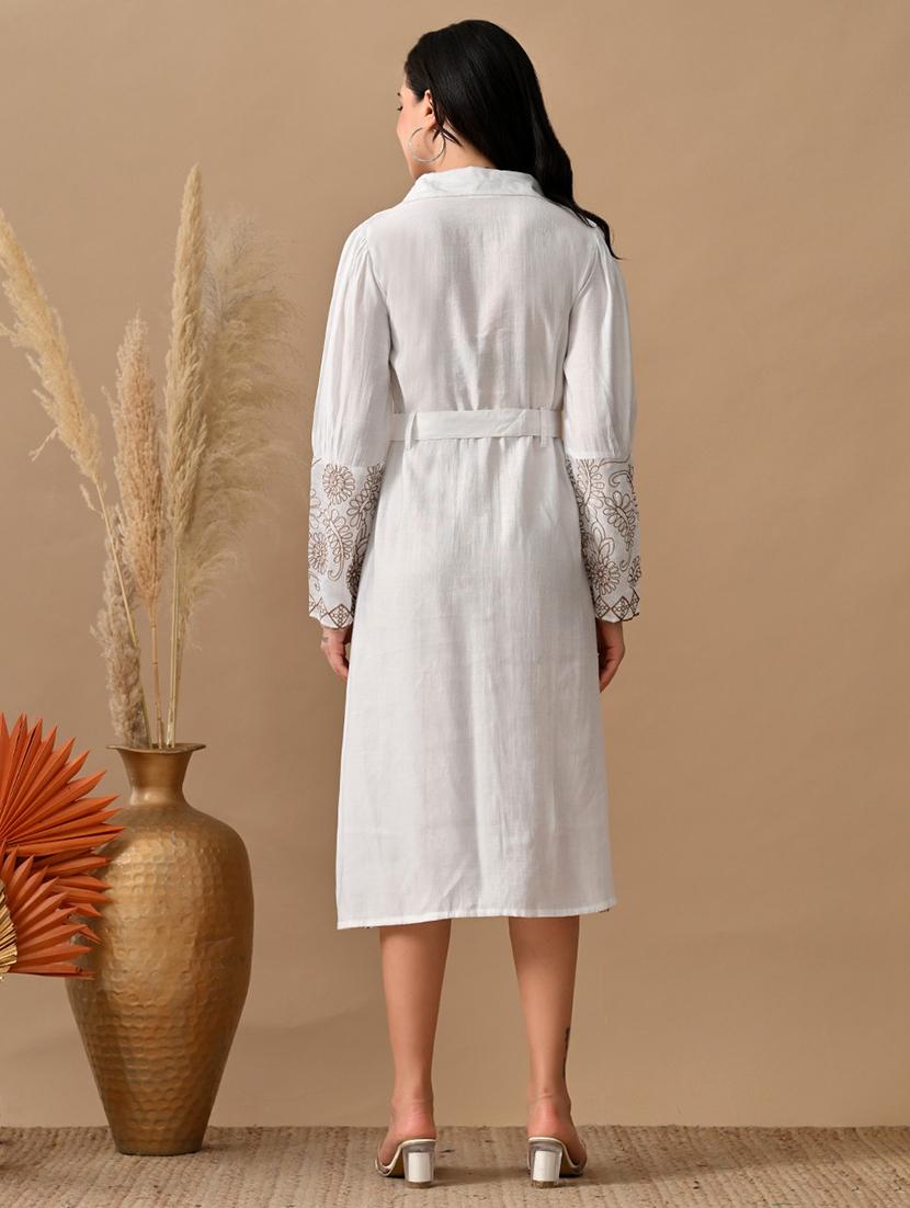 women embroidered long sleeve shirt dress - 22017614 - Standard Image - 3