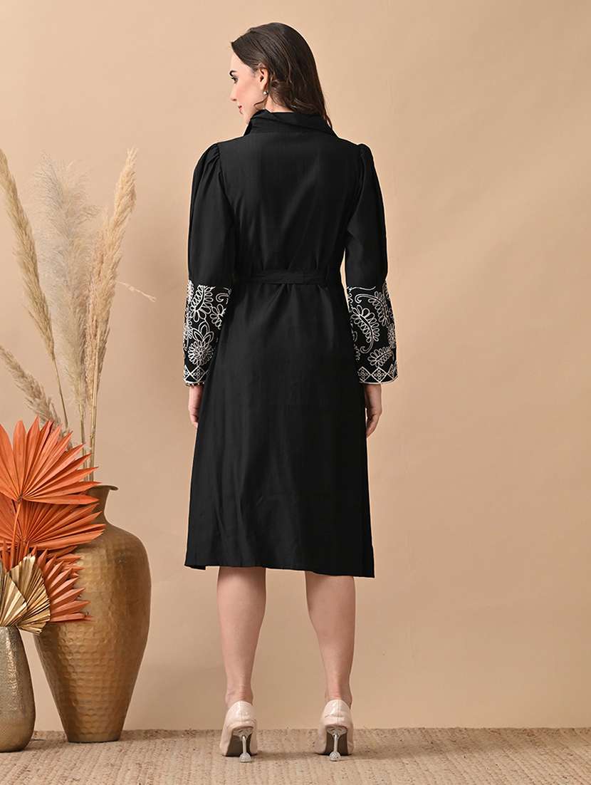 women embroidered long sleeve shirt dress - 22017616 - Standard Image - 3
