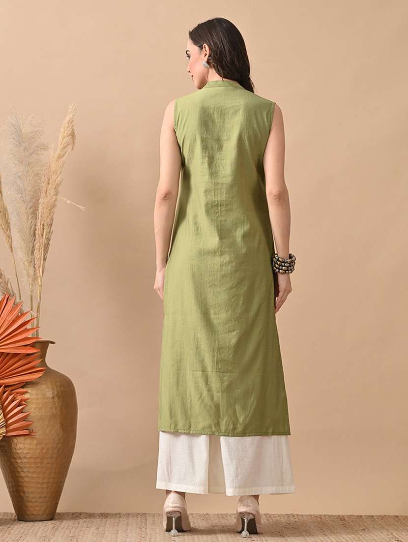 women gotta worked sleeveless kurta and palazzo set - 22017629 - Standard Image - 3