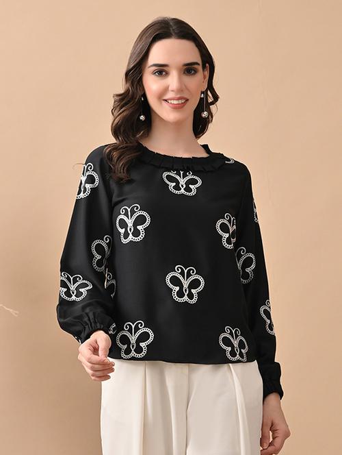 women embroidered long sleeve regular top - 22017635 - Standard Image - 0