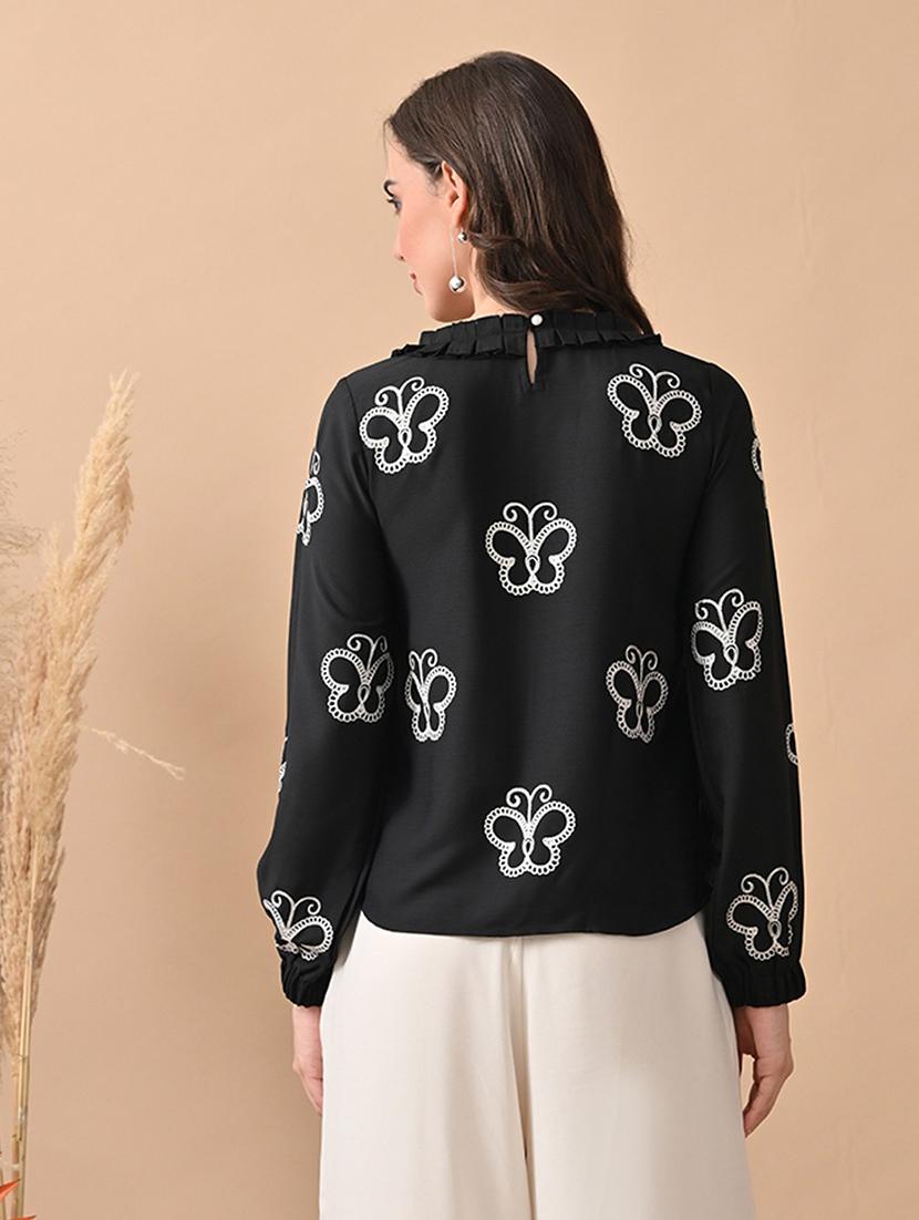 women embroidered long sleeve regular top - 22017635 - Standard Image - 3