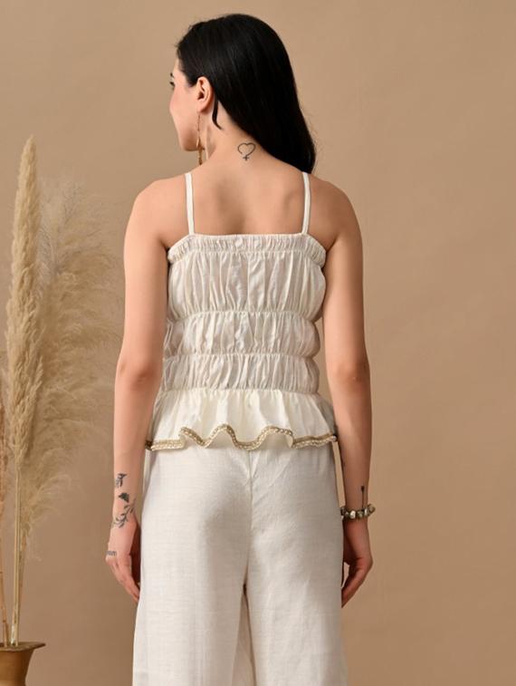 women solid shoulder strap tiered top - 22017642 - Standard Image - 3