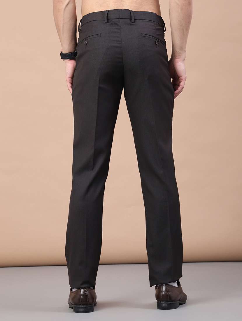 men solid mid rise flat front formal trouser - 22017857 -  Standard Image - 3