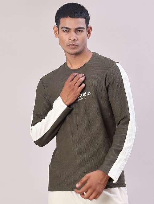 men color block long sleeve regular fit t-shirt - 22018045 -  Standard Image - 0