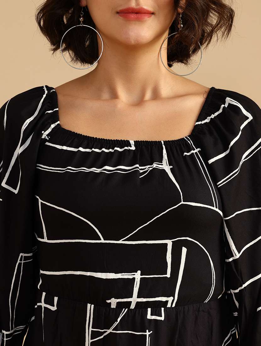 women printed long sleeve a-line dress - 22018047 -  Standard Image - 5