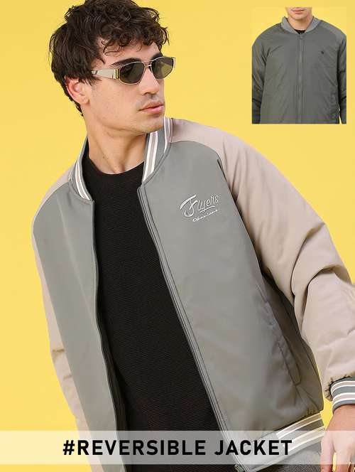 men color blocked long sleeve reversible bomber jacket - 22018078 -  Standard Image - 0
