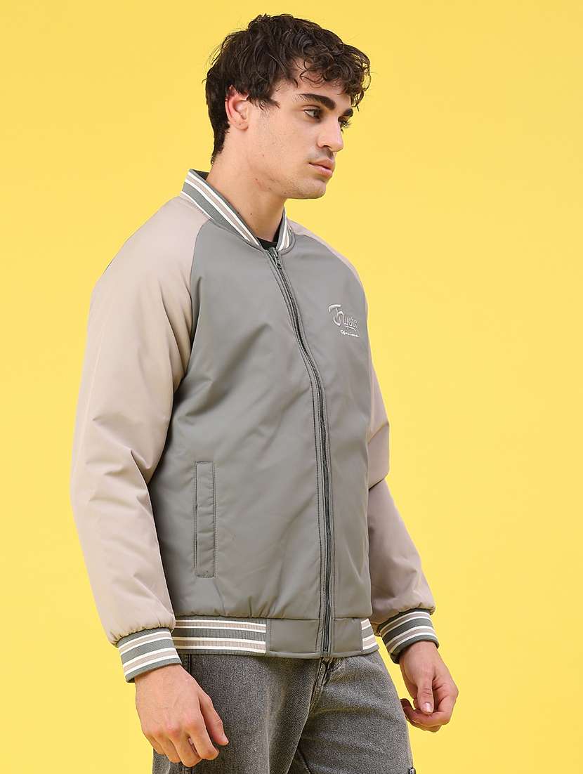 men color blocked long sleeve reversible bomber jacket - 22018078 -  Standard Image - 3