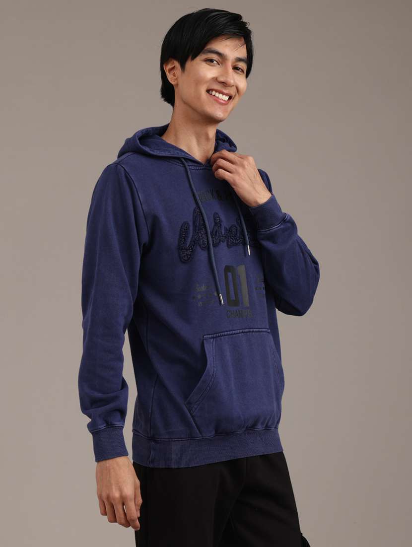 men printed long sleeve hooded sweatshirt - 22018089 -  Standard Image - 3