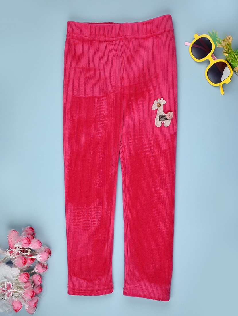girls solid mid rise winterwear leggings