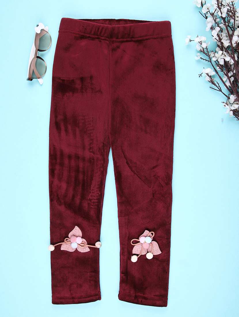 girls solid mid rise winterwear leggings