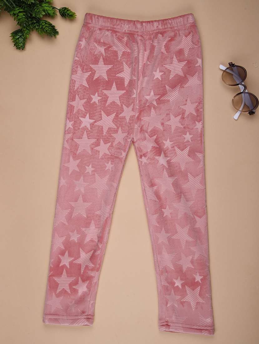 girls printed mid rise winterwear leggings