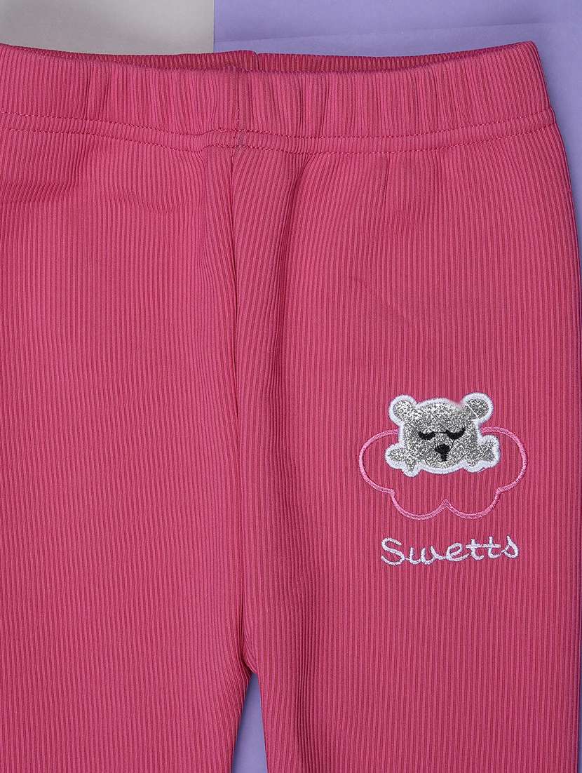 girls solid mid rise winterwear leggings - 22018104 -  Standard Image - 3