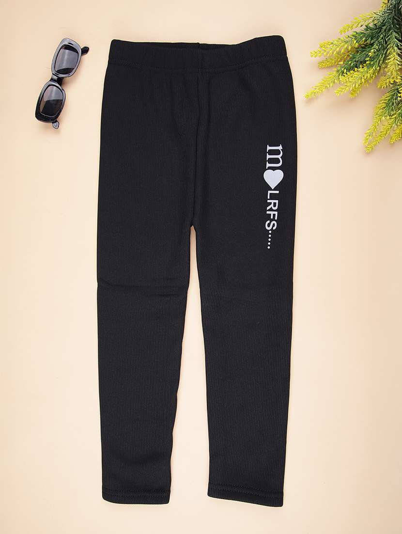 girls solid mid rise winterwear leggings