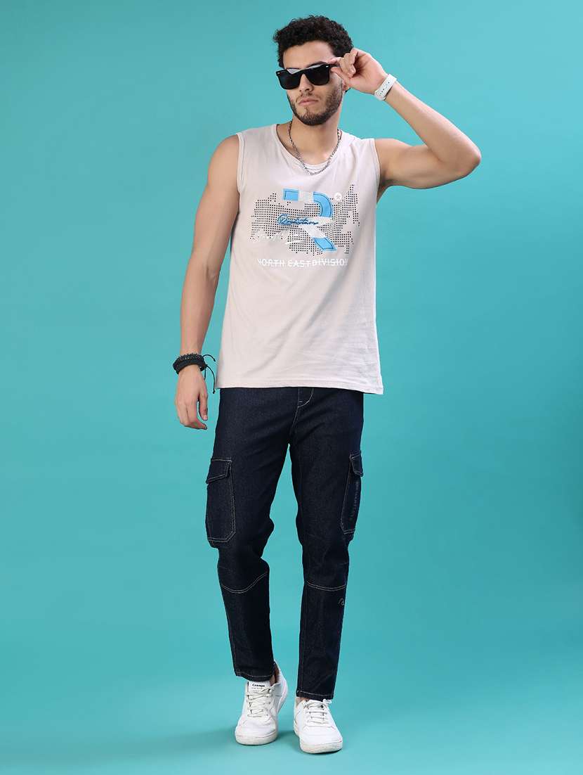 men chest print round neck regular fit t-shirt - 22018128 -  Standard Image - 3