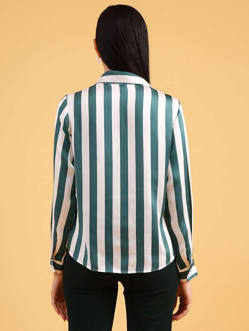 women striped long sleeve collared regular shirt - 22018188 -  Standard Image - 3