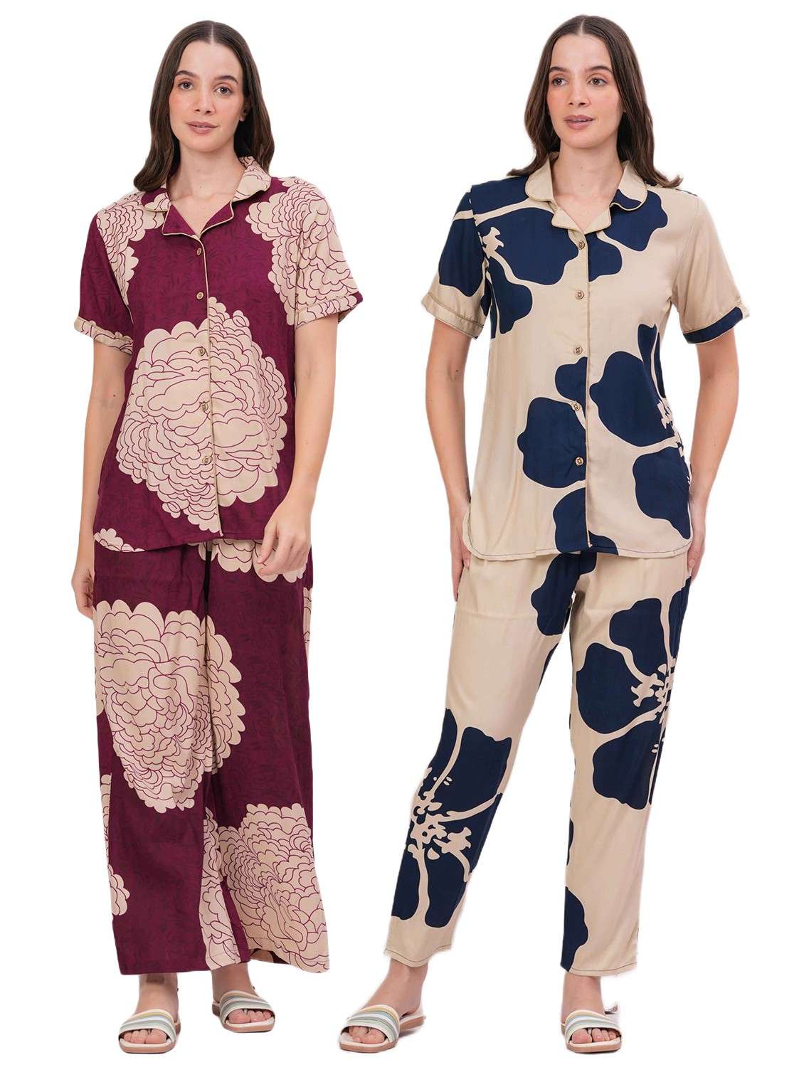women pack of 2 printed nightwear pyjama set - 22018212 -  Zoom Image - 0
