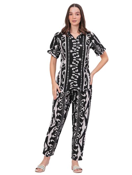 women printed short sleeve nightwear pyjama set - 22018217 - Standard Image - 0