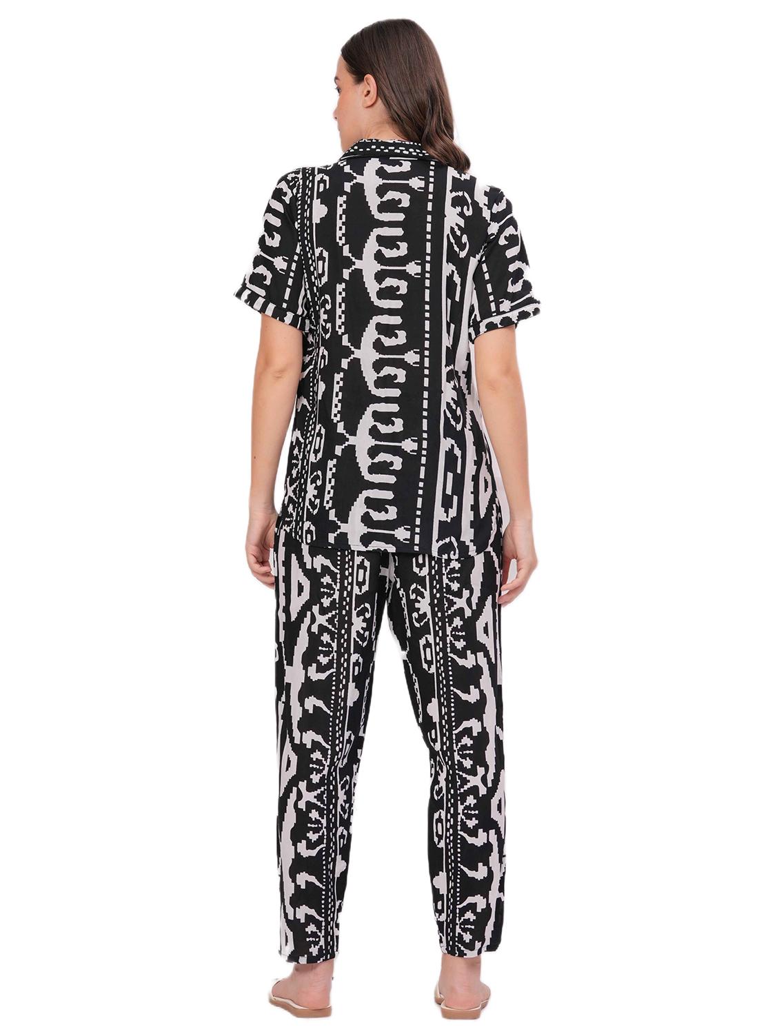 women printed short sleeve nightwear pyjama set - 22018217 - Standard Image - 3