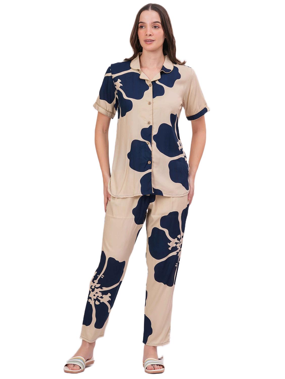women printed short sleeve nightwear pyjama set - 22018219 -  Zoom Image - 0