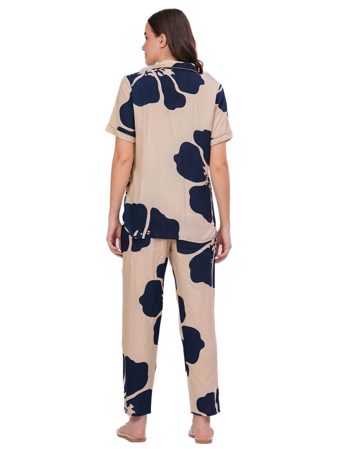 women printed short sleeve nightwear pyjama set - 22018219 - Standard Image - 3