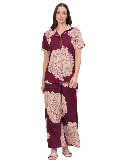 women printed short sleeve nightwear pyjama set - 22018220 -  Standard Image - 0