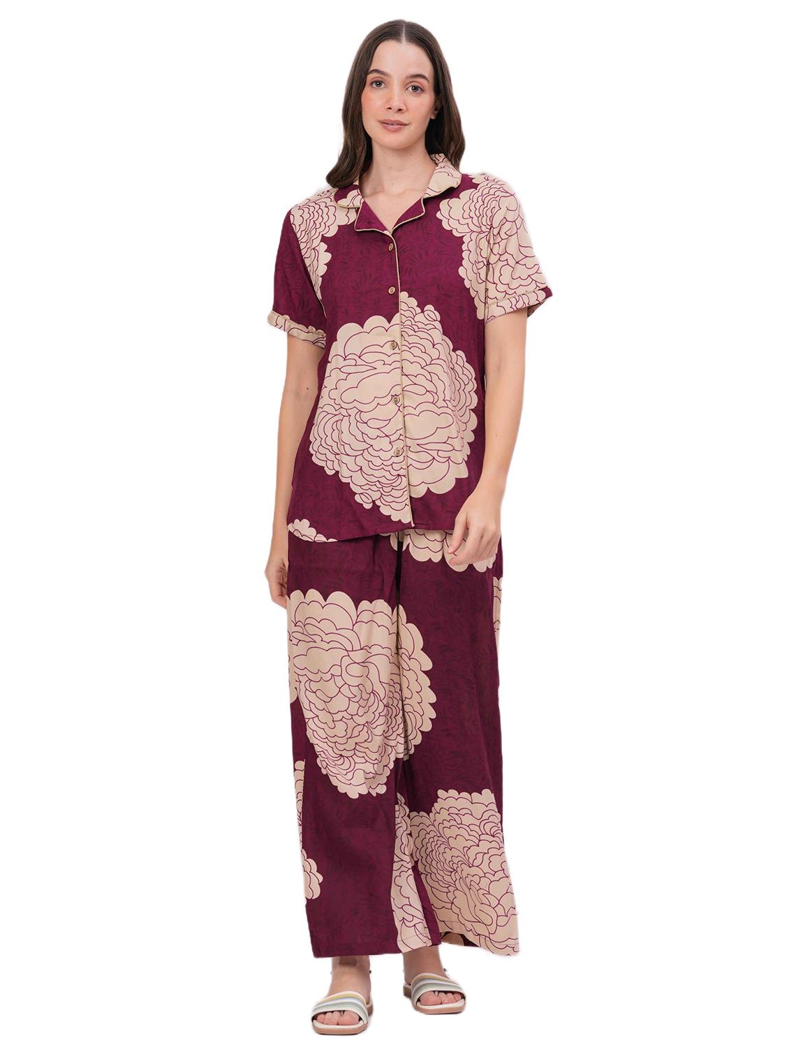 women printed short sleeve nightwear pyjama set - 22018220 -  Zoom Image - 0
