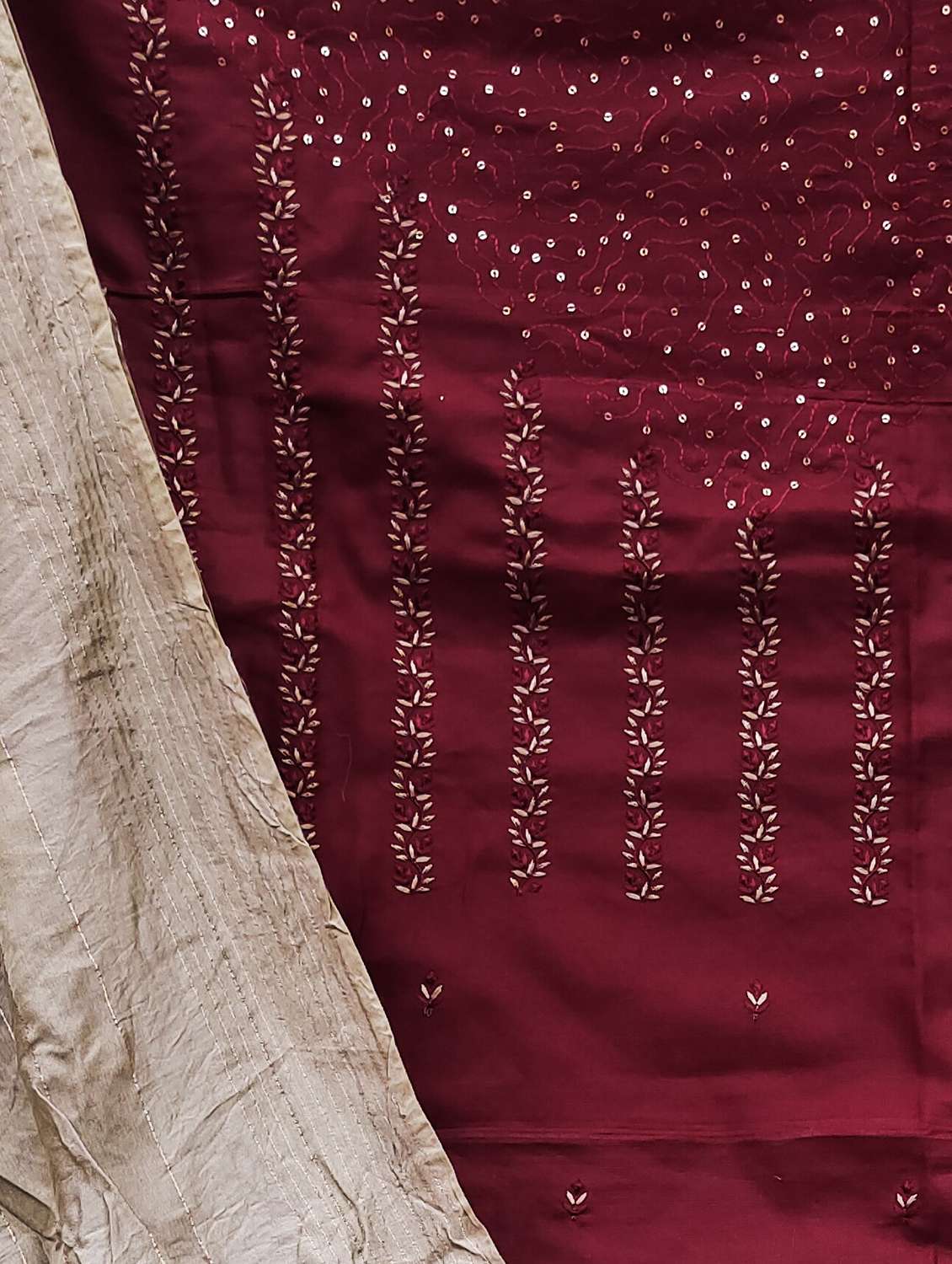 women solid with work embroidered unstitched suit set - 22018274 -  Standard Image - 3