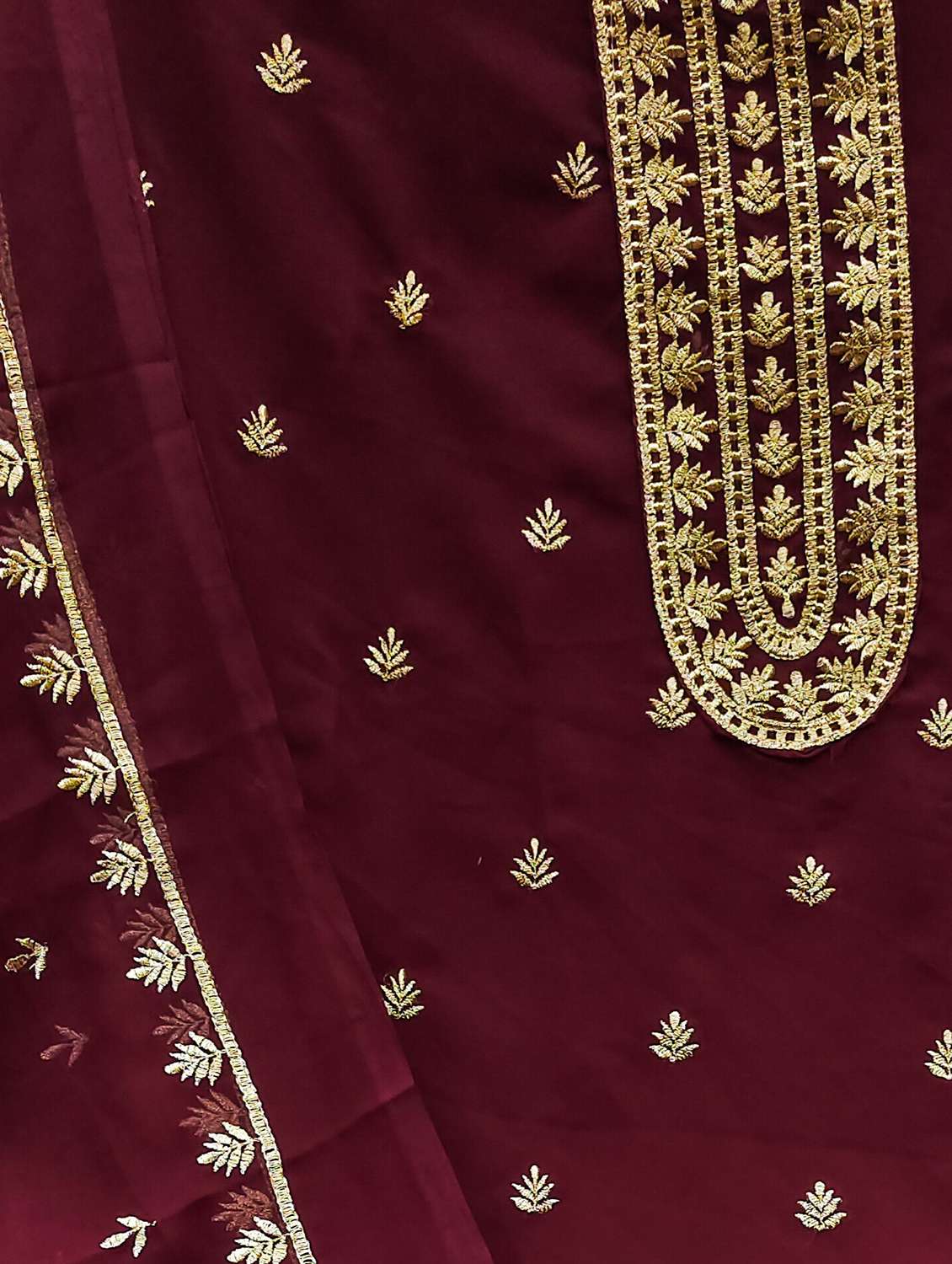 women solid with work embroidered unstitched suit set - 22018280 -  Standard Image - 3