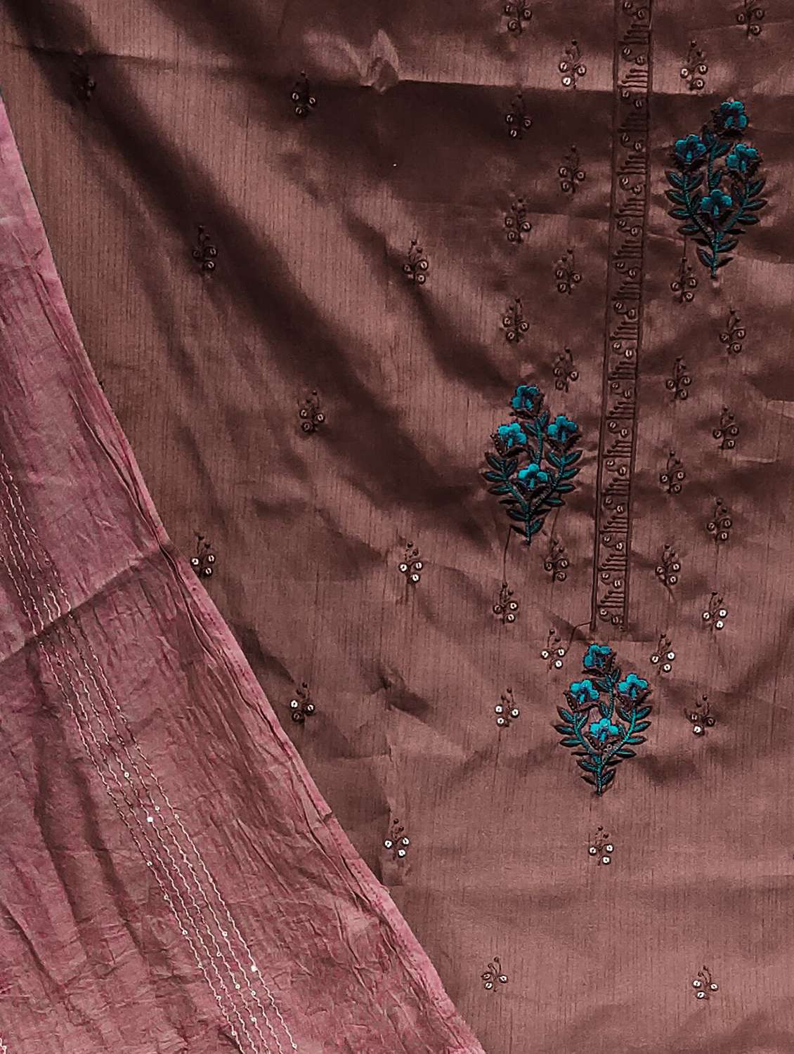 women solid with work embroidered unstitched suit set - 22018292 -  Standard Image - 3