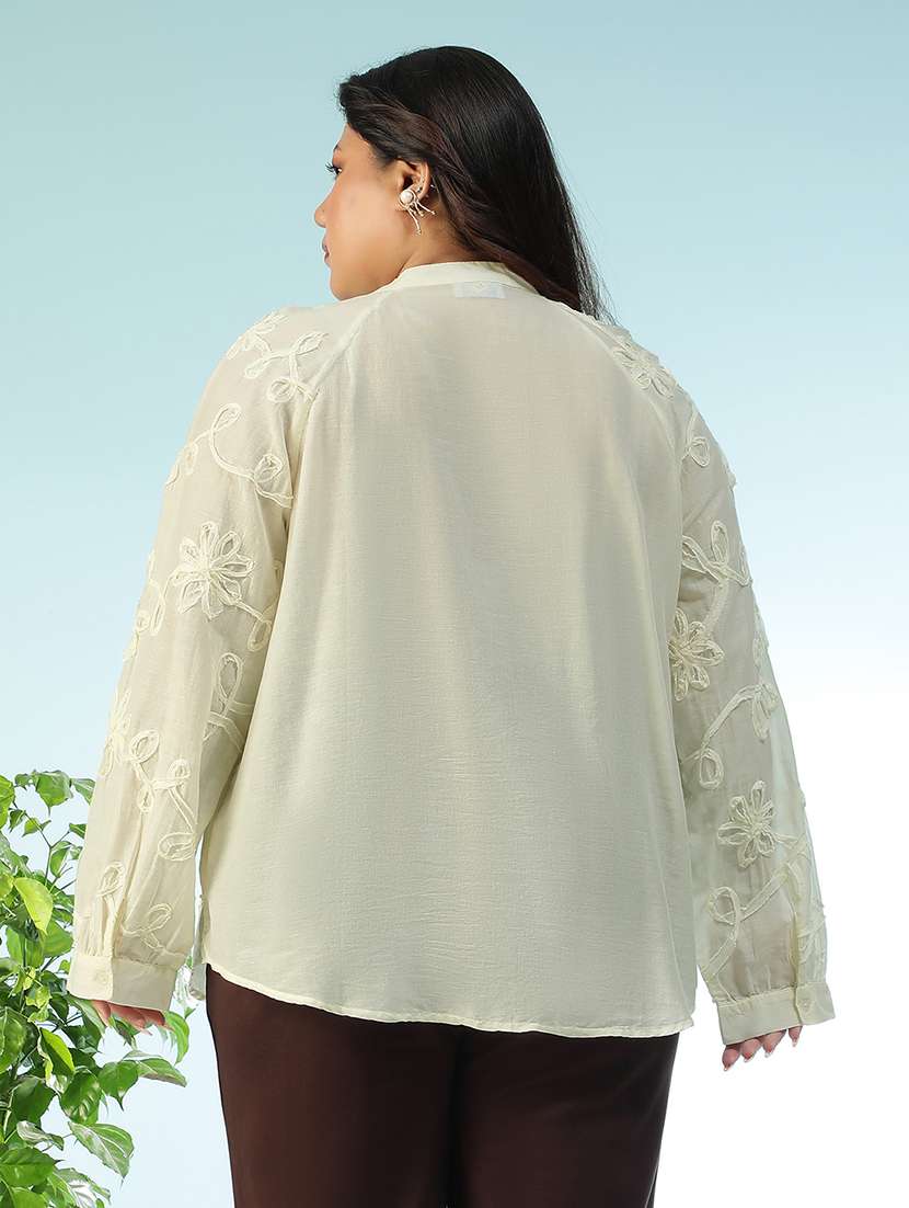 cream cotton regular top - 22018295 -  Standard Image - 3