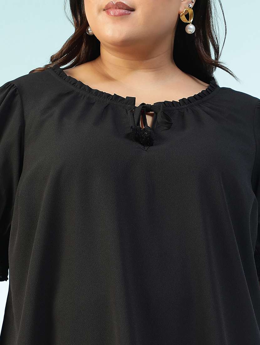 women solid short sleeve plus size top - 22018299 - Standard Image - 5