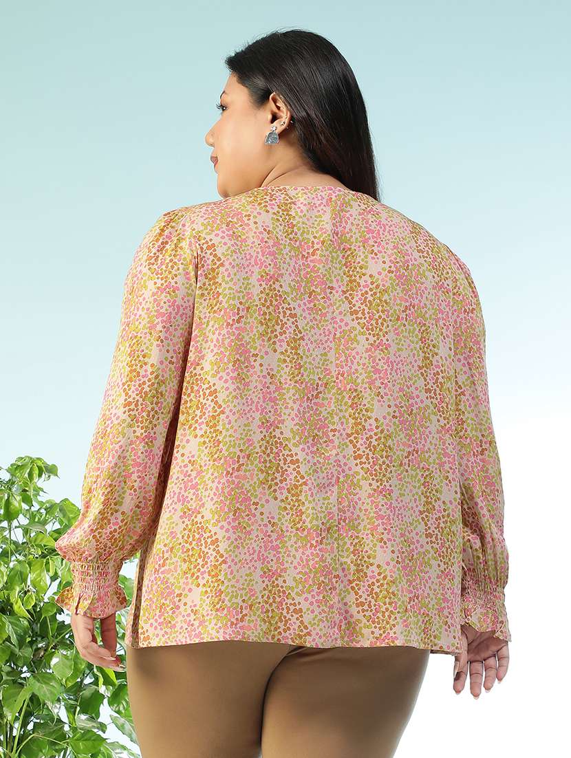 women printed long sleeve plus size top - 22018304 -  Standard Image - 3