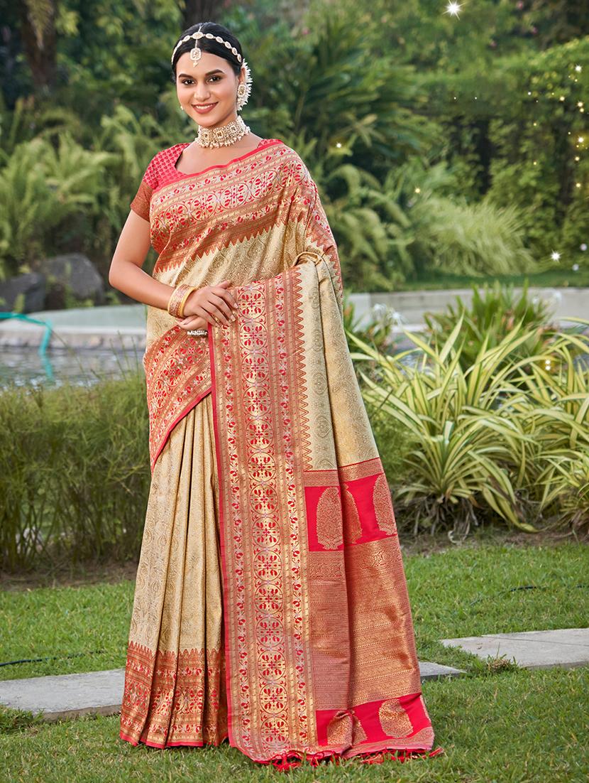 women self design kanjivaram saree with blouse