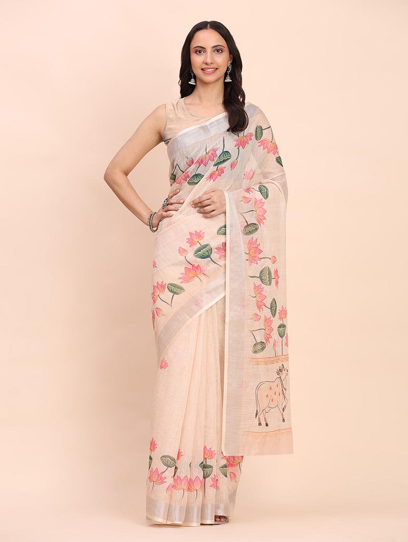 women floral printed saree with blouse - 22018441 -  Zoom Image - 0