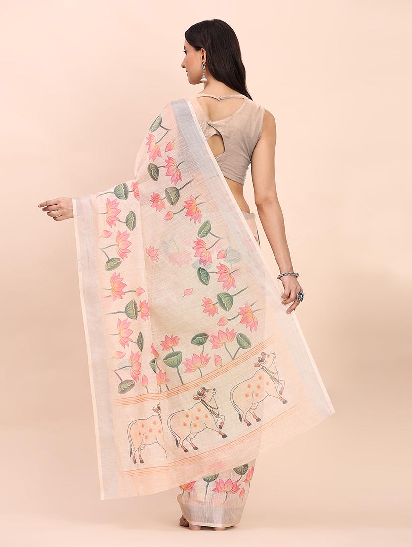 women floral printed saree with blouse - 22018441 - Standard Image - 3