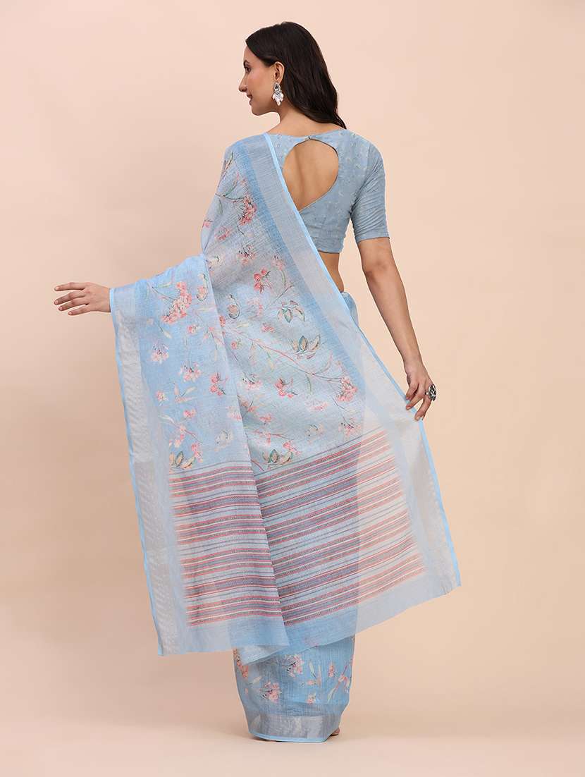 women printed casual wear saree with blouse - 22018465 -  Standard Image - 3