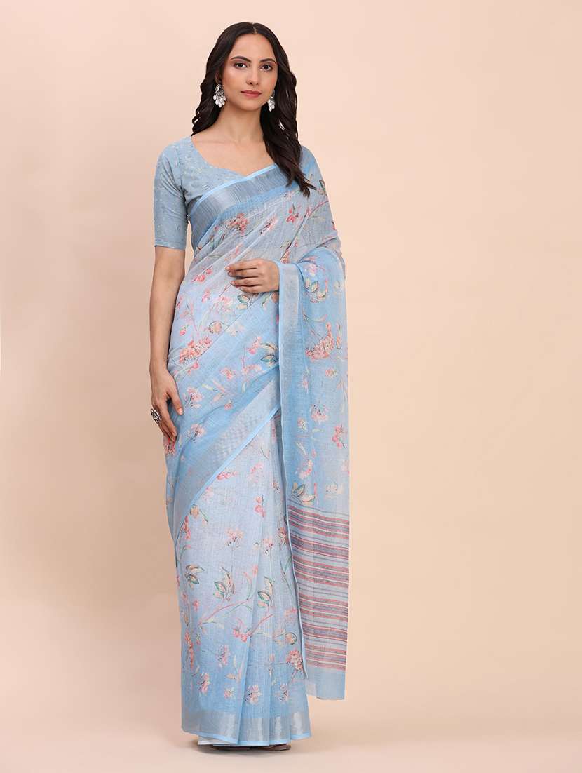 women printed casual wear saree with blouse - 22018465 -  Standard Image - 5