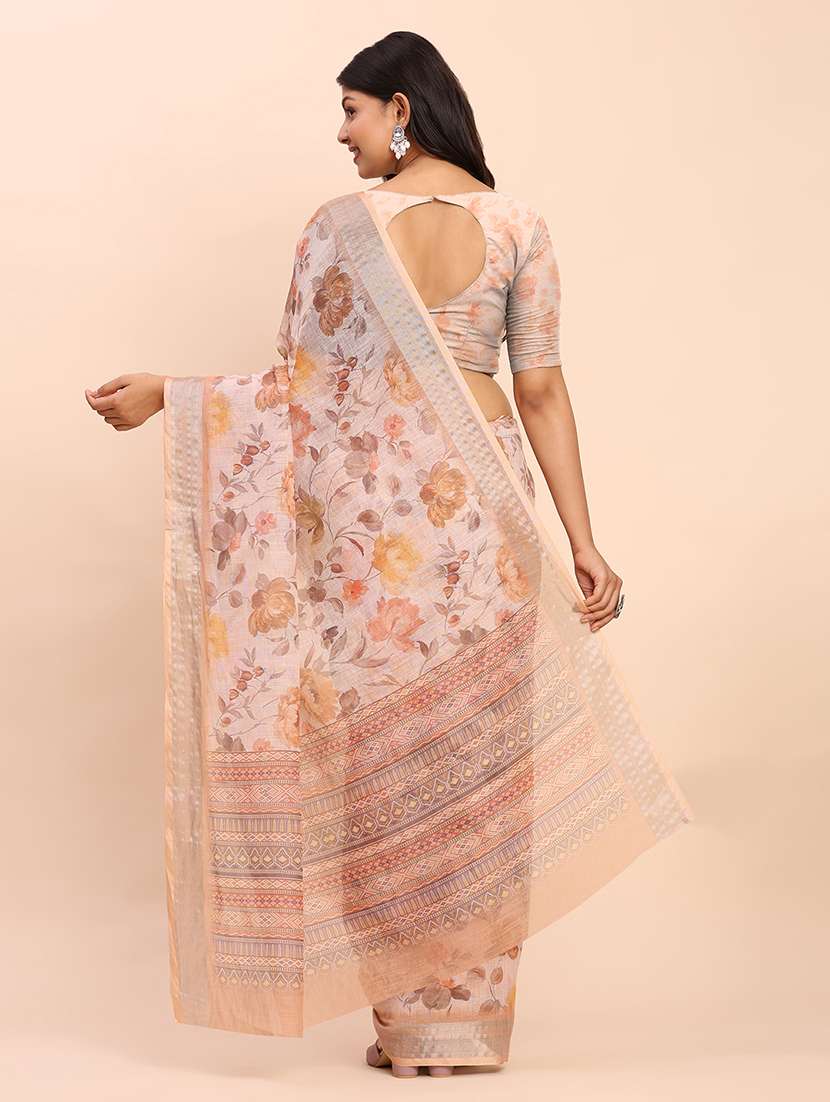 women printed casual wear saree with blouse - 22018475 -  Standard Image - 3