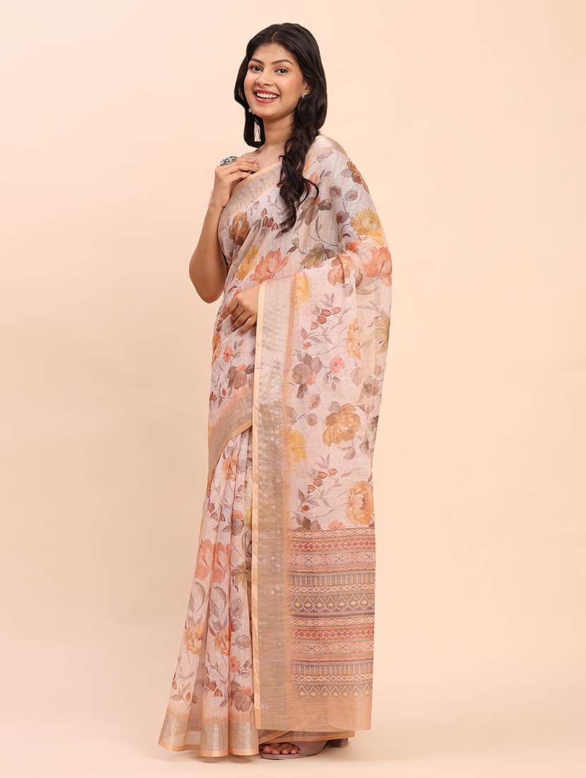 women printed casual wear saree with blouse - 22018475 -  Standard Image - 5