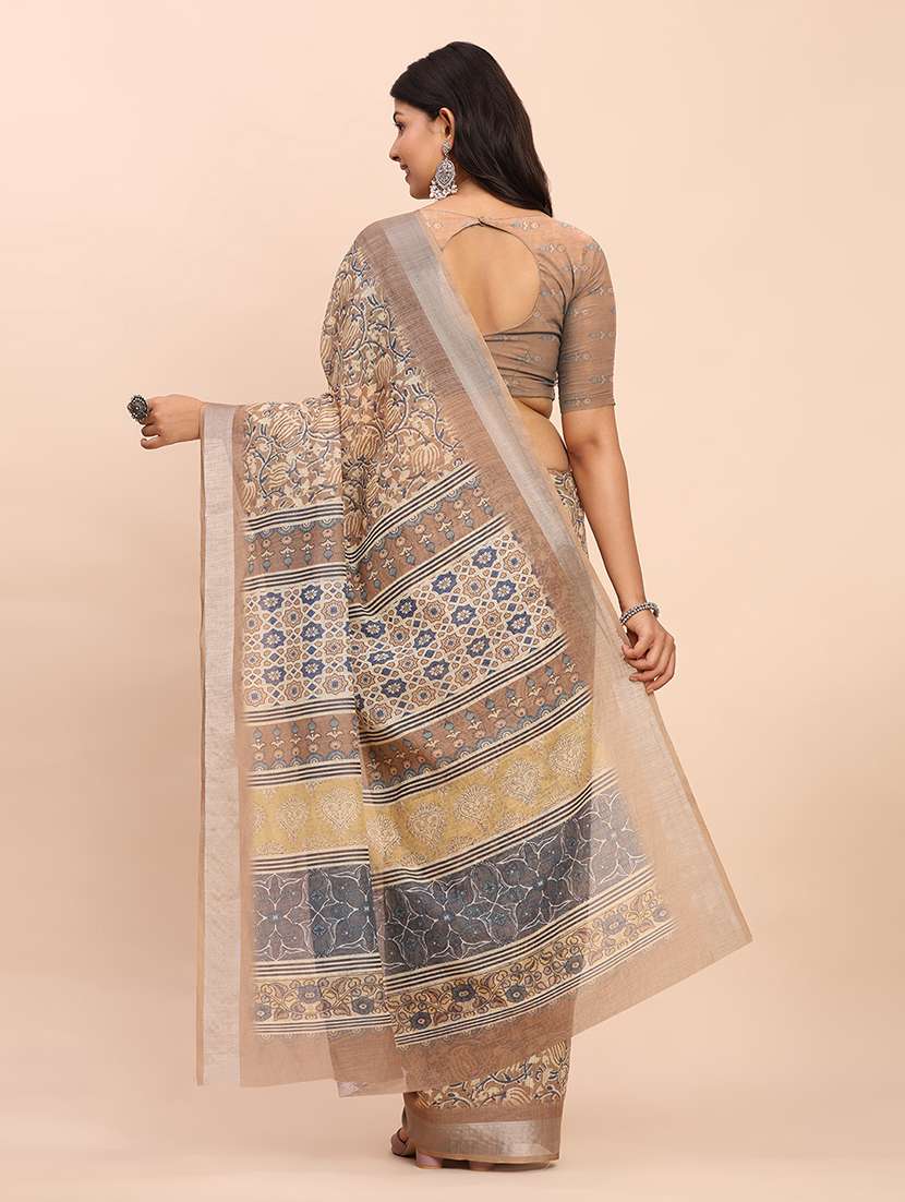 women printed casual wear saree with blouse - 22018479 -  Standard Image - 5