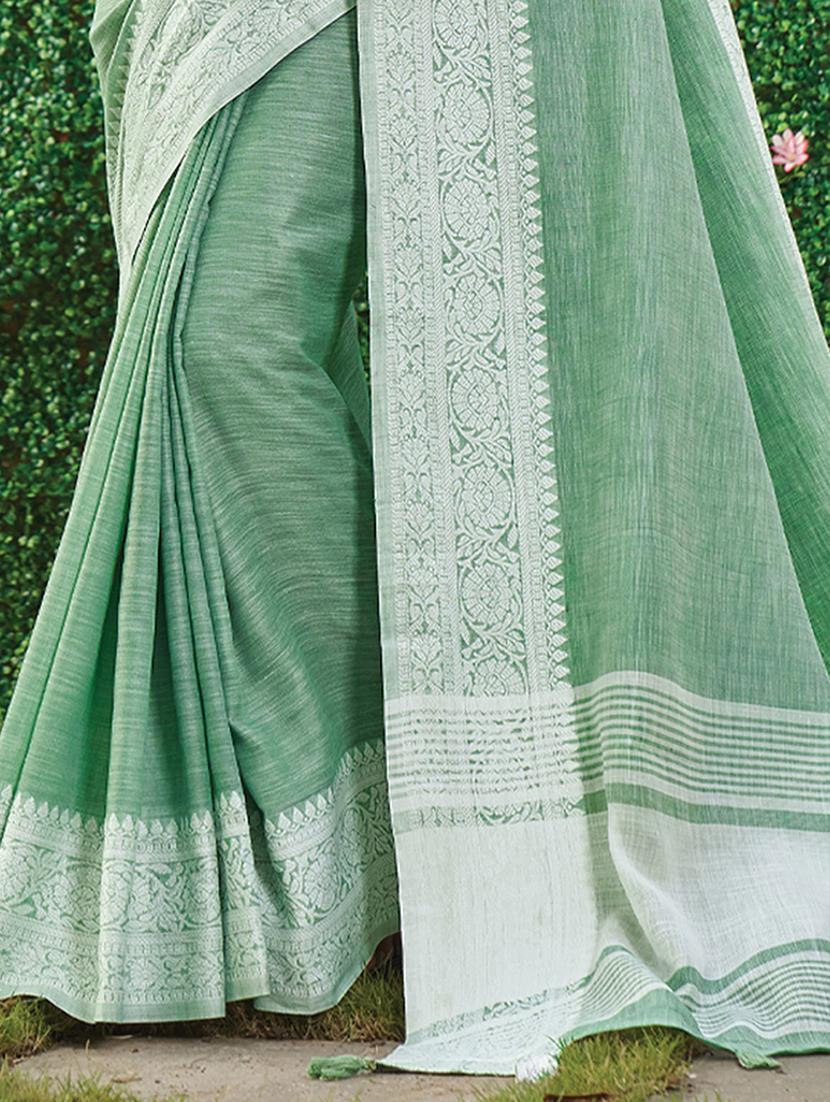women solid with bordered saree with blouse - 22018557 - Standard Image - 3