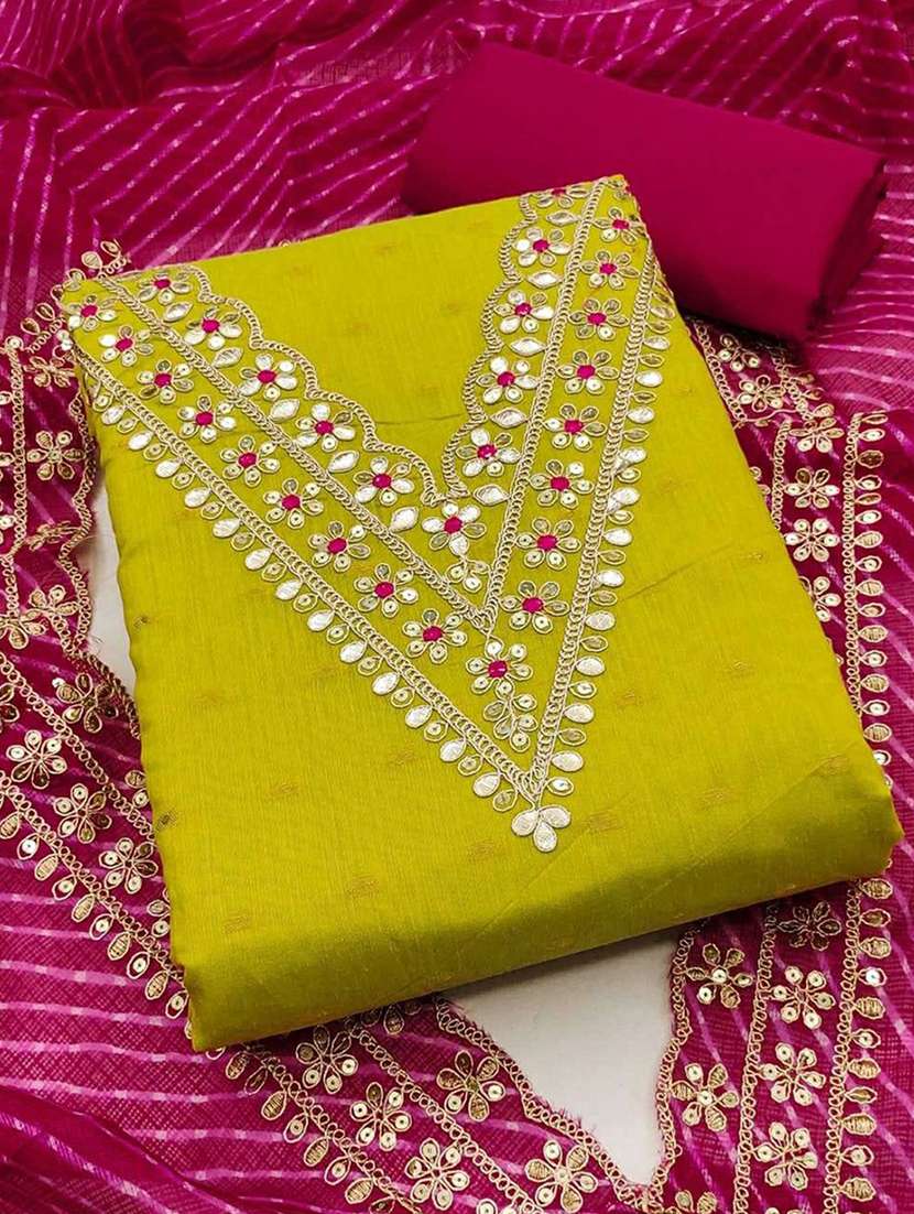 women self design embroidered unstitched suit set
