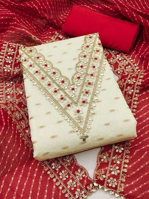 women self design embroidered unstitched suit set - 22018711 -  Standard Image - 0