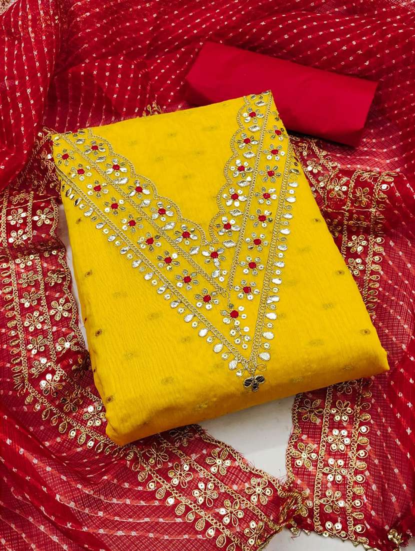 women self design embroidered unstitched suit set